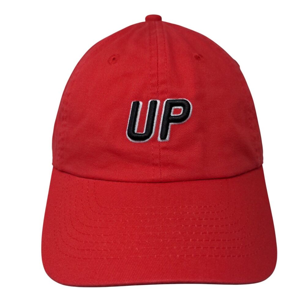 UP 8760 Slideback Hat Red OSFA Adjustable Embroidered 6 Panel Wheels Up Cotton